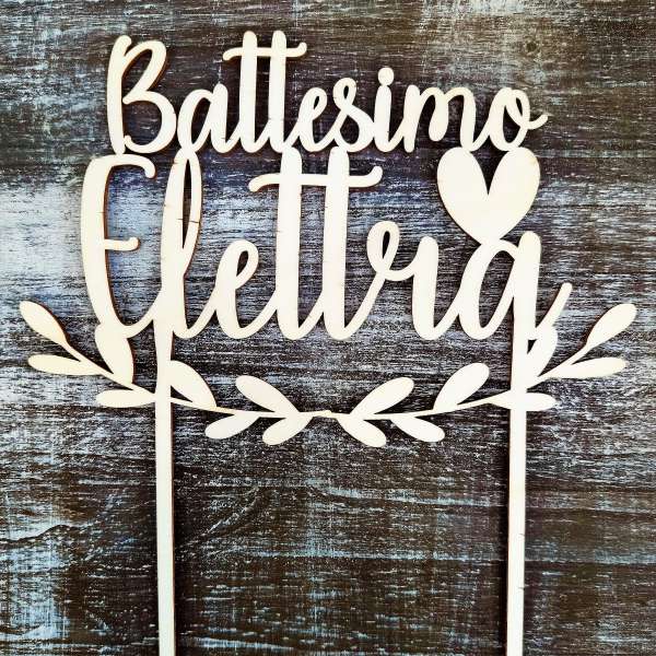 Cake topper Battesimo e Nome EcoFattoArt 01